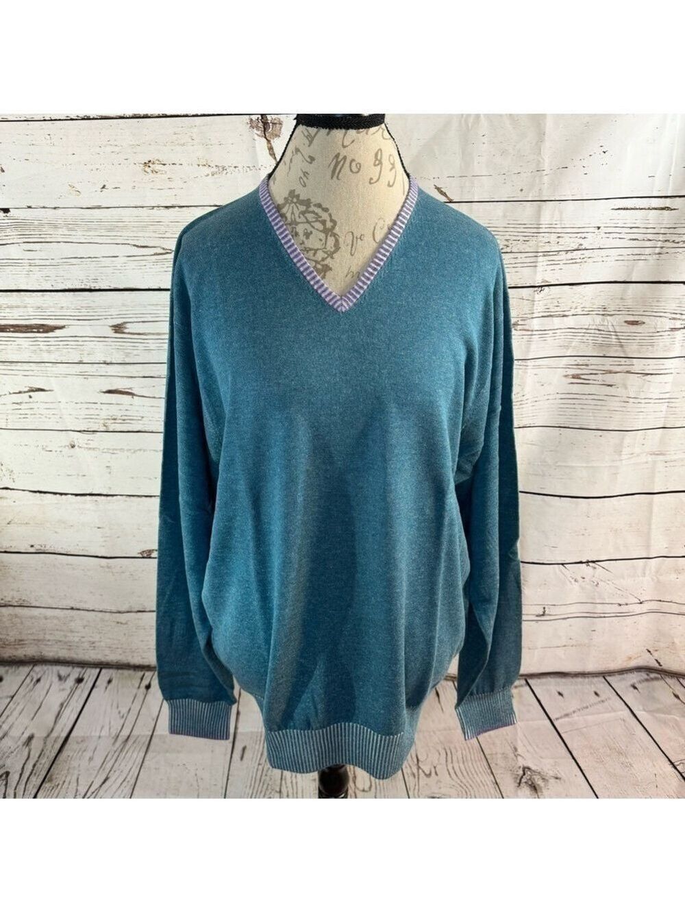Peter Millar V-neck Silk, Cotton and Cashmere Sweater XL